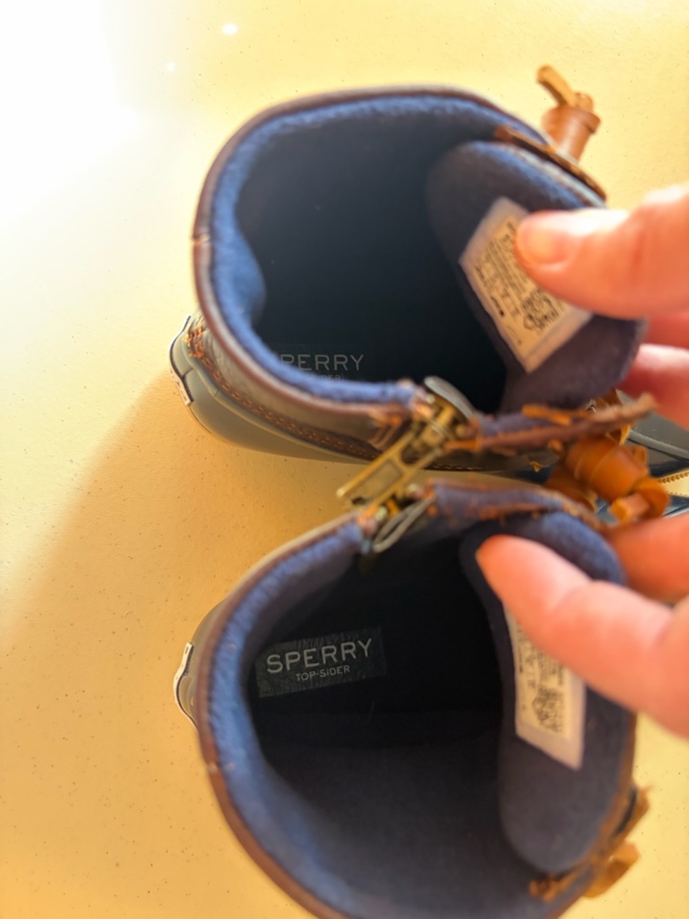 Sperry Navy & Brown Waterproof Duck Boots with Tan Sole - Picture 11 of 12